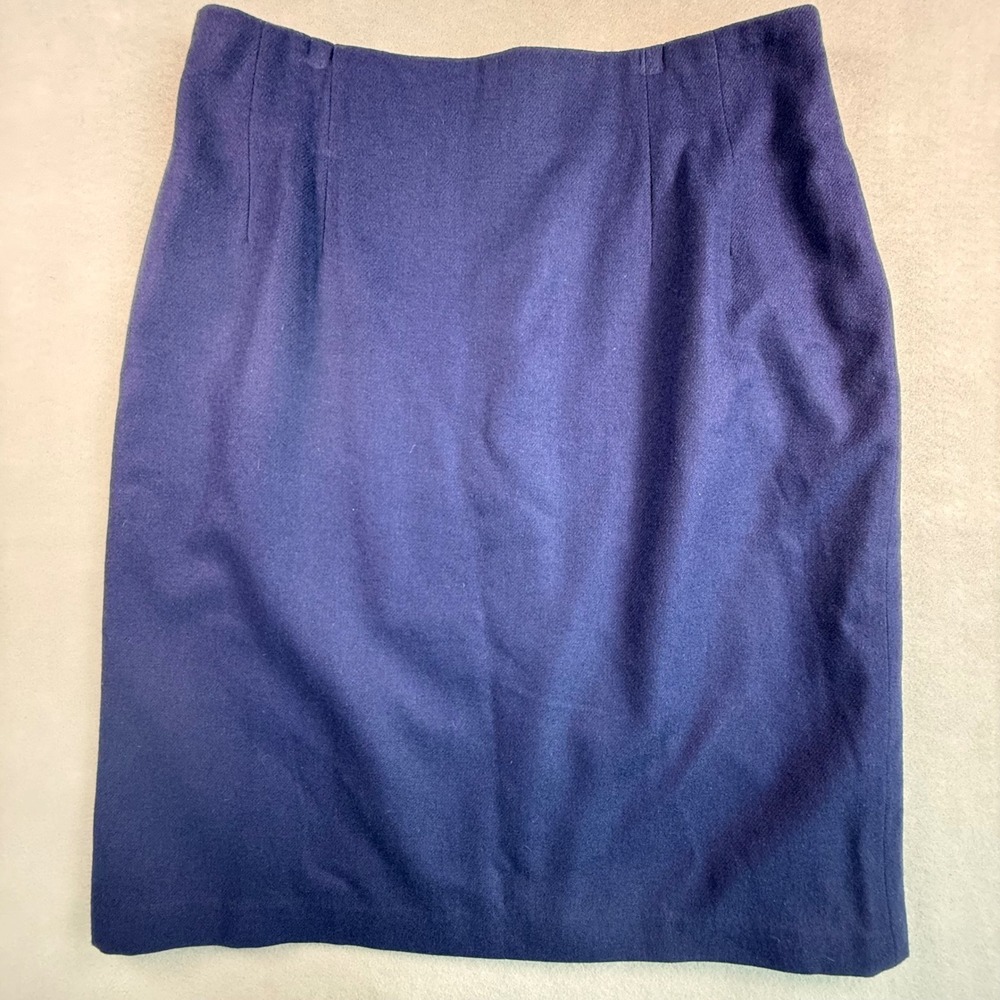 Savannah II Vintage Navy Blue 100% Pure Wool Pencil Skirt Size 18 Tailored Lined